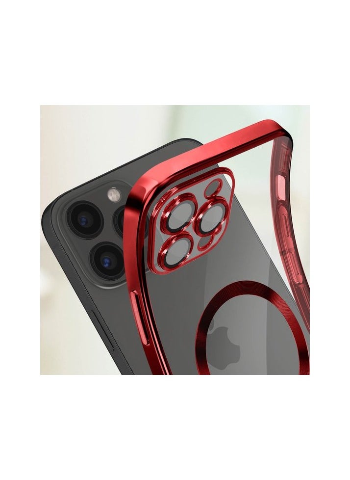 Fashion Case - MagSafe Case Suitable for Apple iPhone 15 Pro Max Silicone Protection Camera Chrome Red - Image 1
