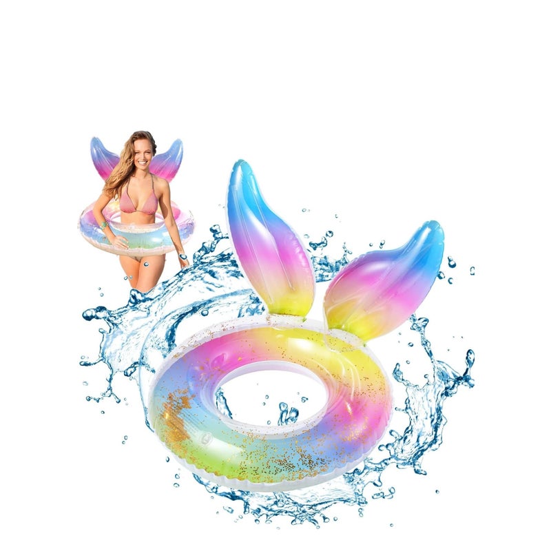 Barakah Swimming Ring Adults Teenagers- Mermaid Swimming Float Rubber Ring, Inflatable Ring Pool Floats, Floating Ring Summer Pool Beach Supplies Pool Tubes Party Water Sports Toy - Image 1