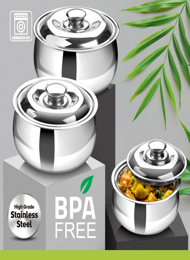 Signoraware SIGNORA WARE Large Insulated Casserole Dish with Lid Set of 3. Stainless steel Hot Pot Food Warmer/Cooler -Thermal Soup/Salad Serving Bowl Stainless Steel Hot Food Container-Best Gift Set for Moms - Image 4
