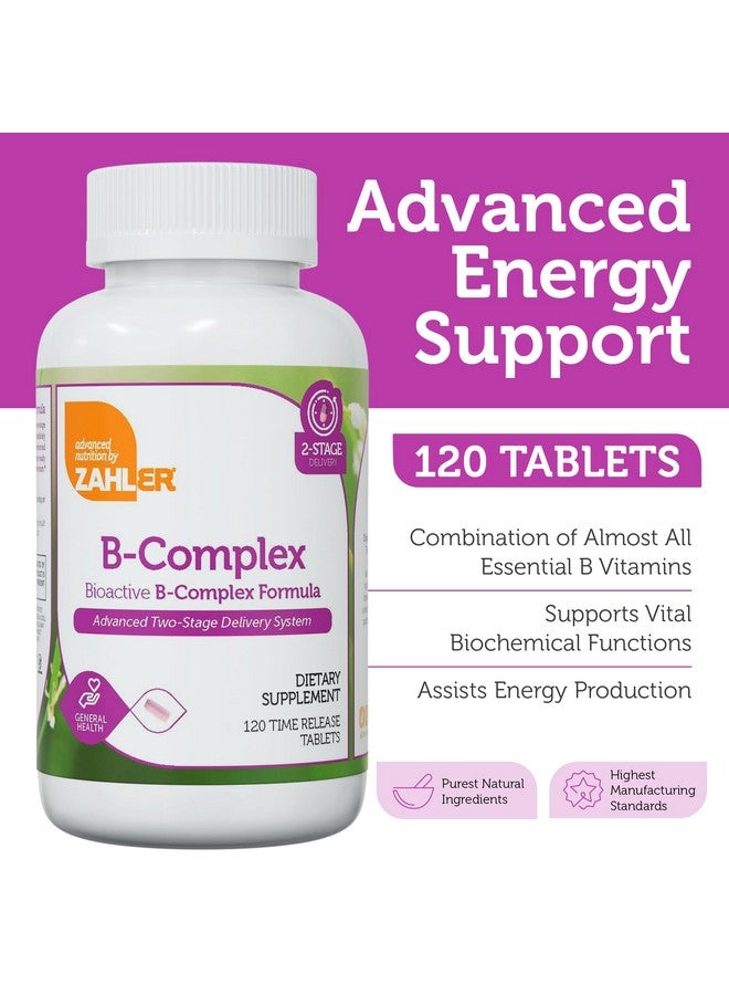 Zahler B-Complex Vitamins for Women & Men - Vitamin B Complex - B Vitamins Complex with B1 B2 B3 B5 B6 B7 B9 B12 - Advanced 2-Stage Delivery System - Gluten Free Kosher Non-GMO VIT B (120 Tablets) - Image 1