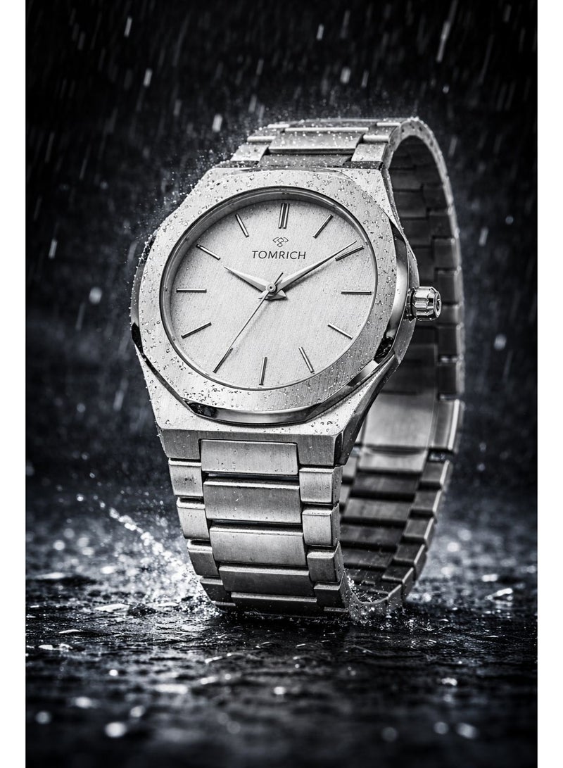 Tomrich Crest Men’s Stainless Steel Watch Silver white Dial Quartz Analog - Image 4