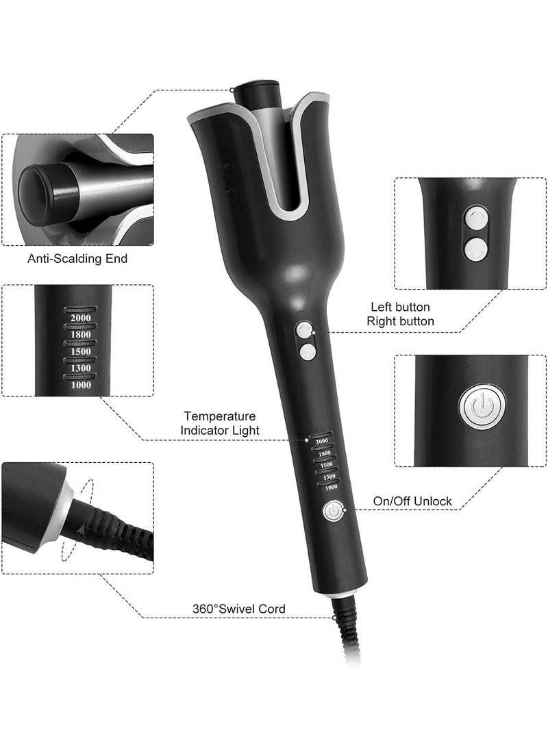 REBENUO RE-2082 Automatic Hair Curler Curling Iron Wand Professional Curling Wand Rotating Fast Heating for Women Mid Length to Longer Hair - Black. - Image 2