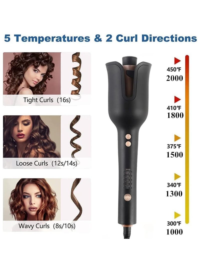 REBENUO RE-2082 Automatic Hair Curler Curling Iron Wand Professional Curling Wand Rotating Fast Heating for Women Mid Length to Longer Hair - Black. - Image 4