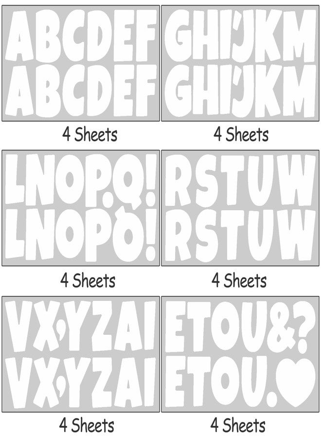 Bemeol 288 Pcs Bulletin Board Letters 24 Sheets 2.5 Inch Self Adhesive Vinyl Alphabet Stickers Letter for Poster Board Classroom School Home Decor(White) - Image 4
