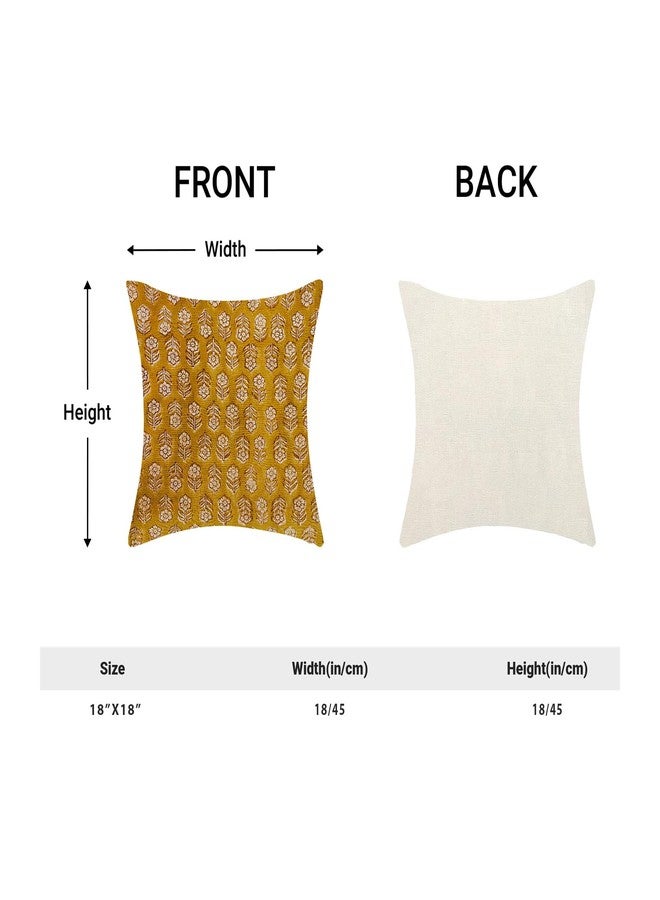 AEIOAE Mustard Yellow Pillow Covers 18x18 Inch Set of 2, Boho Spring Vintage Floral Throw Pillows Case, Flower Rustic Seasonal Summer Outdoor Decorative Farmhouse Decor Cushion Covers for Sofa Couch - Image 5