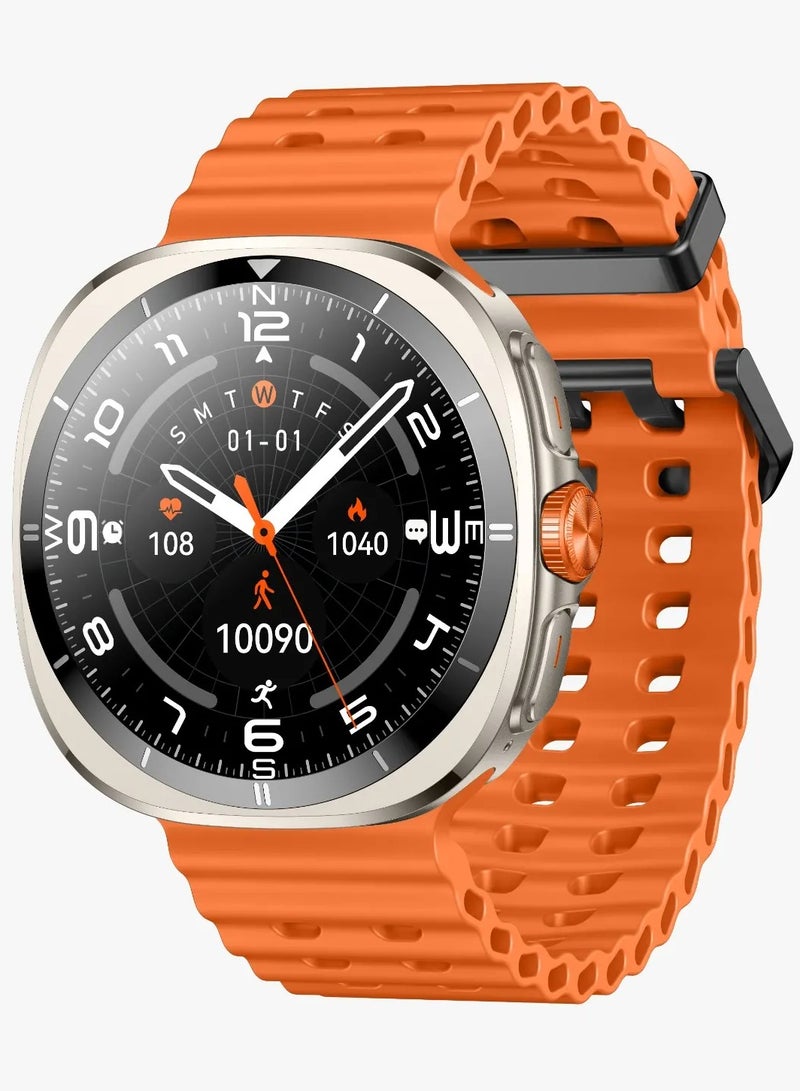 GREEN LION Smart Watch Connect Pro with AMOLED Display 1.43” and High-Fidelity BT Calling / Always-on Display / Call/social notifications / Music Control / Raise Wrist Wake screen / Sleep monitoring / Sedentary Reminder - Orange/Titanium Dial - Image 1