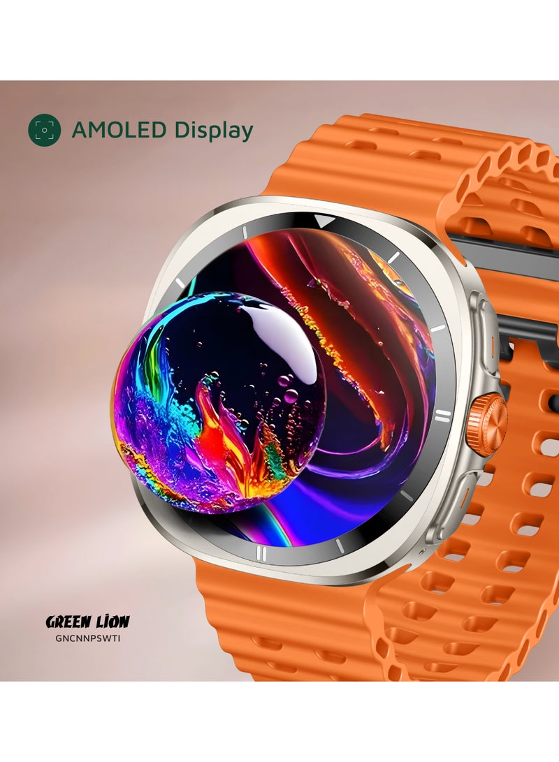 GREEN LION Smart Watch Connect Pro with AMOLED Display 1.43” and High-Fidelity BT Calling / Always-on Display / Call/social notifications / Music Control / Raise Wrist Wake screen / Sleep monitoring / Sedentary Reminder - Orange/Titanium Dial - Image 4