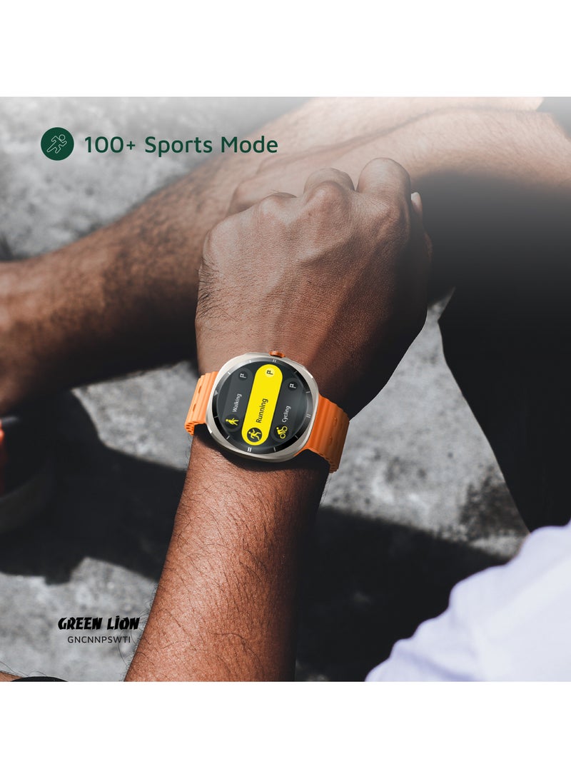 GREEN LION Smart Watch Connect Pro with AMOLED Display 1.43” and High-Fidelity BT Calling / Always-on Display / Call/social notifications / Music Control / Raise Wrist Wake screen / Sleep monitoring / Sedentary Reminder - Orange/Titanium Dial - Image 5