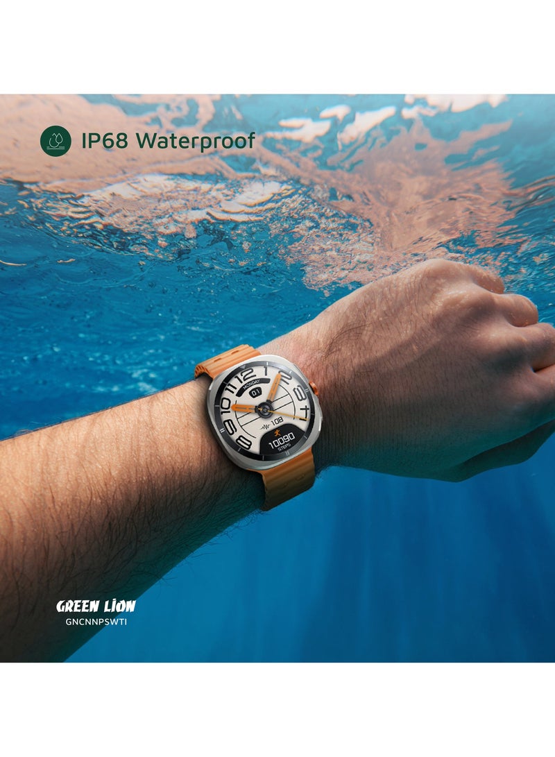 GREEN LION Smart Watch Connect Pro with AMOLED Display 1.43” and High-Fidelity BT Calling / Always-on Display / Call/social notifications / Music Control / Raise Wrist Wake screen / Sleep monitoring / Sedentary Reminder - Orange/Titanium Dial - Image 3