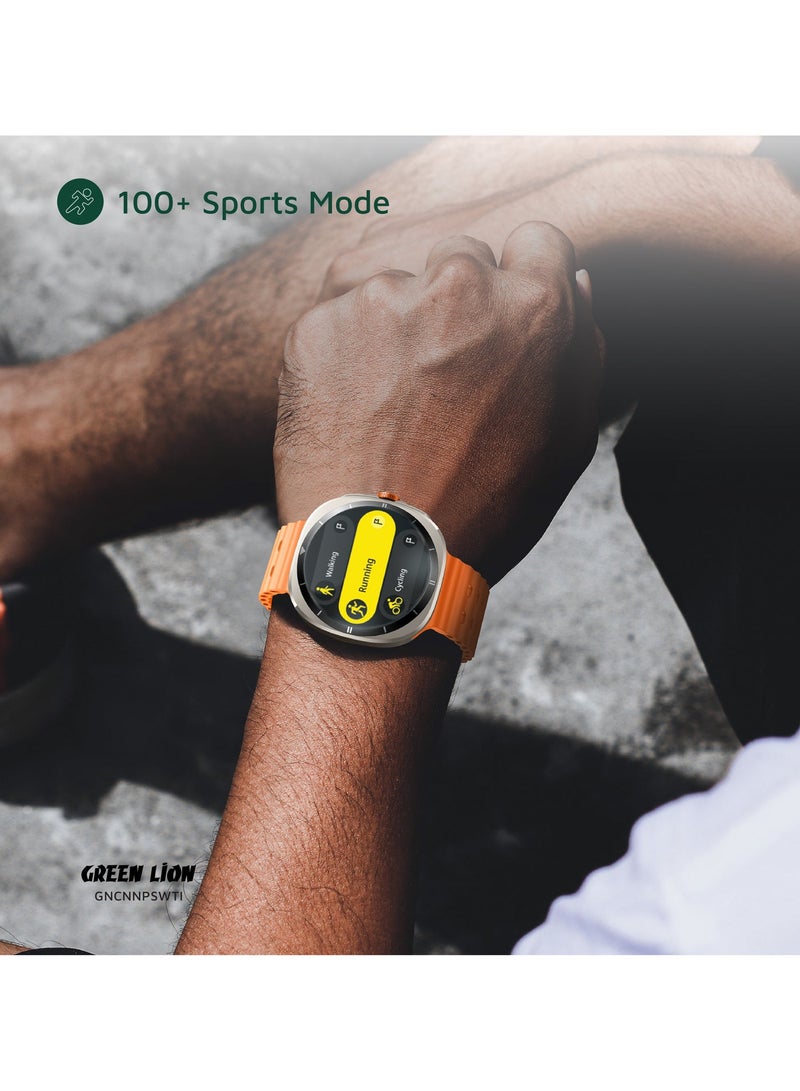 GREEN LION Smart Watch Connect Pro with AMOLED Display 1.43” and High-Fidelity BT Calling / Always-on Display / Call/social notifications / Music Control / Raise Wrist Wake screen / Sleep monitoring / Sedentary Reminder - Orange/Titanium Dial - Image 5