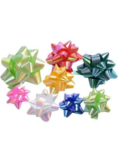 silvercnc 86pcs Christmas Star Gift Wrap Bows Cartoon Giltter Present Decoration Bow Self Adhesive Wedding Party Wrapping Bow Random Colors  - Image 1
