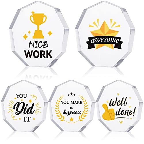 Janmercy 10 Pcs Appreciation Acrylic Awards Mini Trophies Bulk Employee Appreciation Gifts 5 Styles Thank You Plaque for Recognition Coworkers Housekeepers Teacher Nurse Office Team Housekeeping Week - Image 1