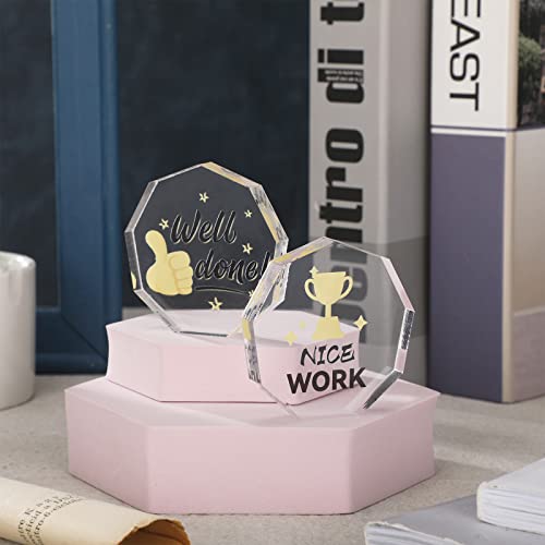 Janmercy 10 Pcs Appreciation Acrylic Awards Mini Trophies Bulk Employee Appreciation Gifts 5 Styles Thank You Plaque for Recognition Coworkers Housekeepers Teacher Nurse Office Team Housekeeping Week - Image 5