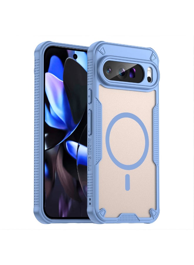 غطاء حمايه لهاتف جوجل بيكسل 9 برو جراب ارمور مغناطيسي ياتي بحواف مرتفعة حول الشاشة وعدسة الكاميرا تساعد على منع الخدوش - ازرق - Image 1