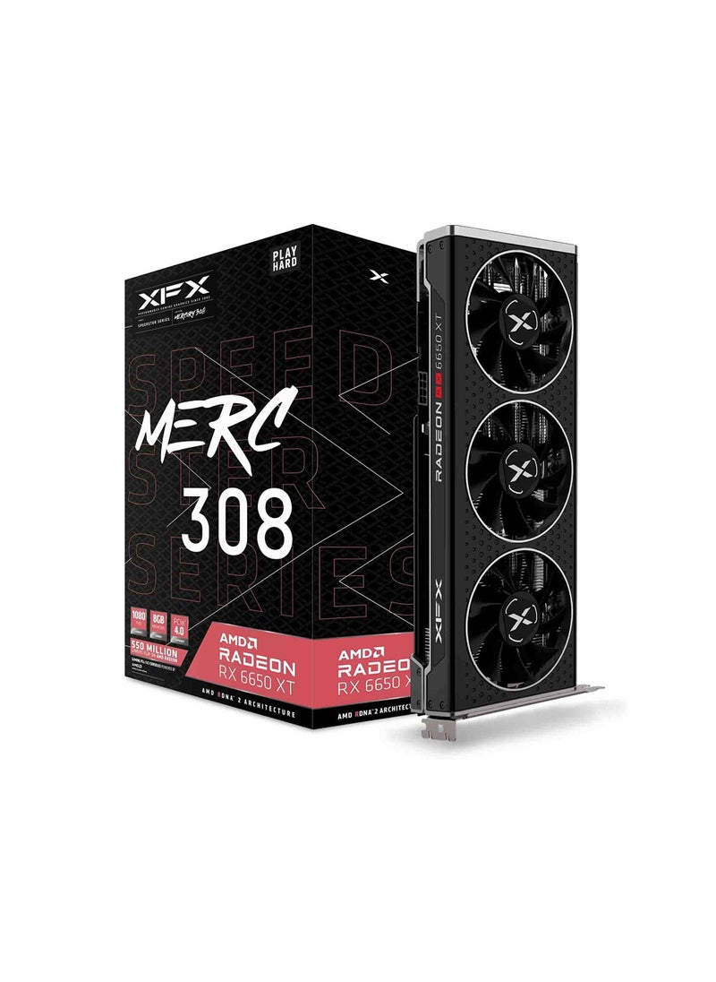 XFX - XFX SPEEDSTER MERC308 RADEON RX 6650XT BLACK Gaming Graphics Card with 8GB GDDR6 HDMI 3xDP, AMD RDNA™ 2 - Image 1
