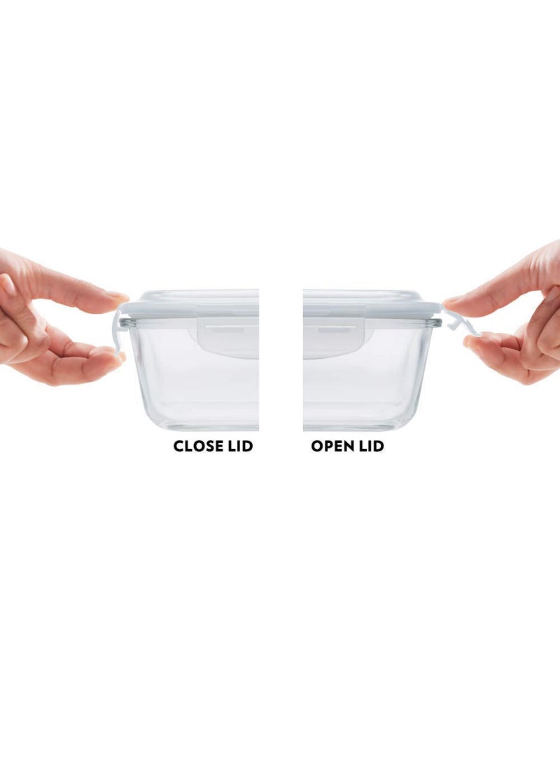 BOROSIL Borosil Indigo Lunchbox with Bag 2 pc Borosilicate Glass Square Container Set 320 ml Each Microwave Dishwasher Safe Leak Proof Tiffin for Office School College Vertical Blue  - Image 4