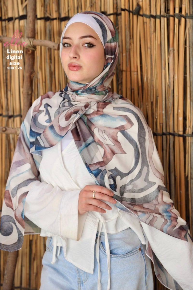 طرحة وشاح حجاب إسلامي قطن لينين فاخر للنساء – تصميم أنيق للمناسبات والاستخدام اليومي – مقاس 200 × 75 سم