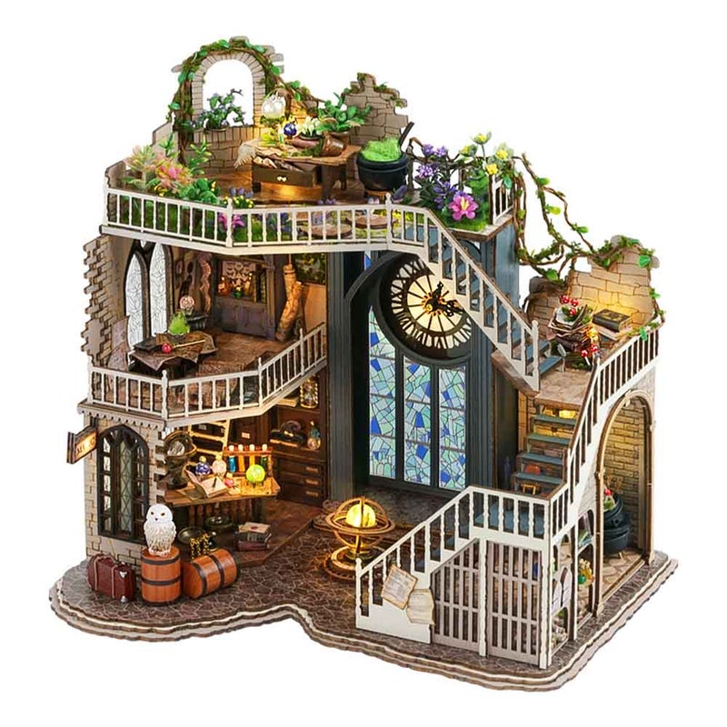 CUTEBEE DIY Dollhouse Miniature Kit, DIY Wooden Dollhouse Kit Miniature House Kit Tiny House Kit, Creative Room Idea (Magic House) - Image 1