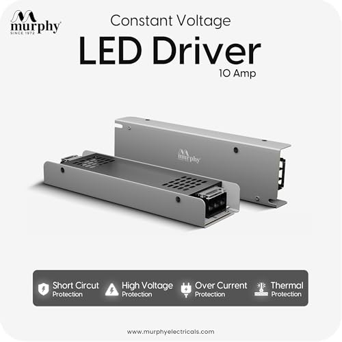 Murphy 10A 12V DC LED Driver (SMPS) | Constant Voltage Power Supply for Indoor LED Strip Lights | Aluminium Body | BIS Approved | Pack of 2 (1-Year Warranty) - Image 2