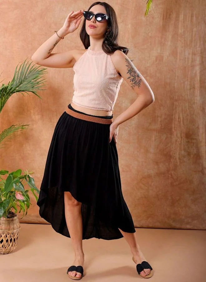 Freehand  Women Regular Fit Lace Halter Neck Sleeveless Crop Top  | Best Price UAE