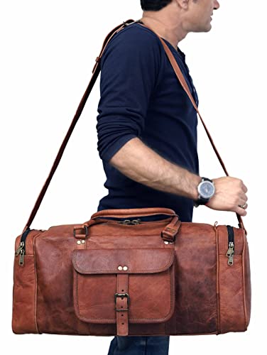 cuero 24 Inch Large Leather Duffel Travel Duffle Gym Sports Overnight Weekender Bag (brown) - Image 4