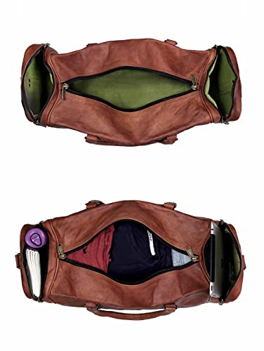 cuero 24 Inch Large Leather Duffel Travel Duffle Gym Sports Overnight Weekender Bag (brown) - Image 5
