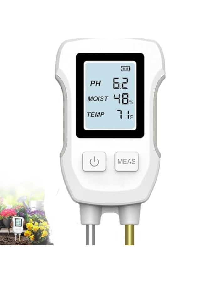 Generic مقياس رطوبة التربة من جويز، مقياس رطوبة التربة الرقمي 3 في 1 مع شاشة LCD لقياس درجة الحرارة والرطوبة ودرجة الحموضة، مثالي للنباتات المنزلية والحدائق والمروج والاستخدام الداخلي والخارجي  - Image 1