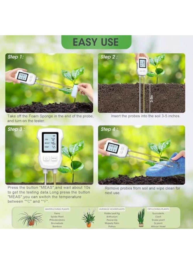 Generic مقياس رطوبة التربة من جويز، مقياس رطوبة التربة الرقمي 3 في 1 مع شاشة LCD لقياس درجة الحرارة والرطوبة ودرجة الحموضة، مثالي للنباتات المنزلية والحدائق والمروج والاستخدام الداخلي والخارجي  - Image 5