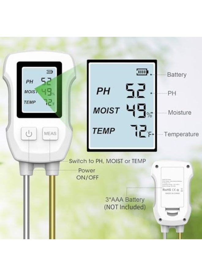 Generic مقياس رطوبة التربة من جويز، مقياس رطوبة التربة الرقمي 3 في 1 مع شاشة LCD لقياس درجة الحرارة والرطوبة ودرجة الحموضة، مثالي للنباتات المنزلية والحدائق والمروج والاستخدام الداخلي والخارجي  - Image 2