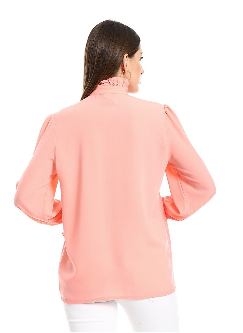 MERCH Coral balloon blouse with front cut  - Image 3