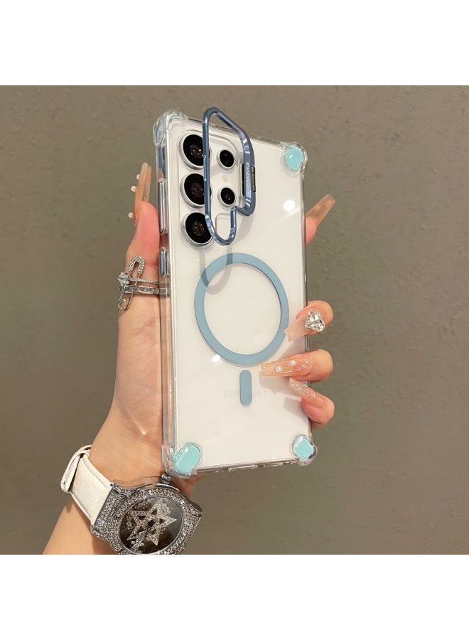 Suitable For Samsung S26 Ultra Phone Case With Metal Lens Bracket, Magnetic Transparent Four-corner Airbag, S25u Anti-drop Cross-protection