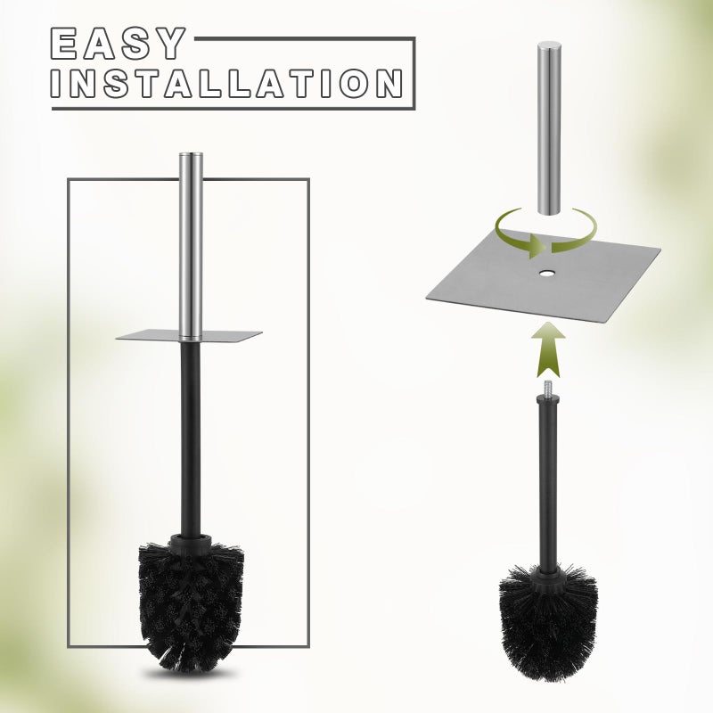 Hioflyme Toilet Bowl Brush and Holder for Bathroomï¼ŒResin Toilet Brush and Holder Set with Stainless Steel Handleï¼ŒDeep Cleaning Modern Toilet Cleaner Brush -Space Saving, Covered Brush (Beige) - Image 5