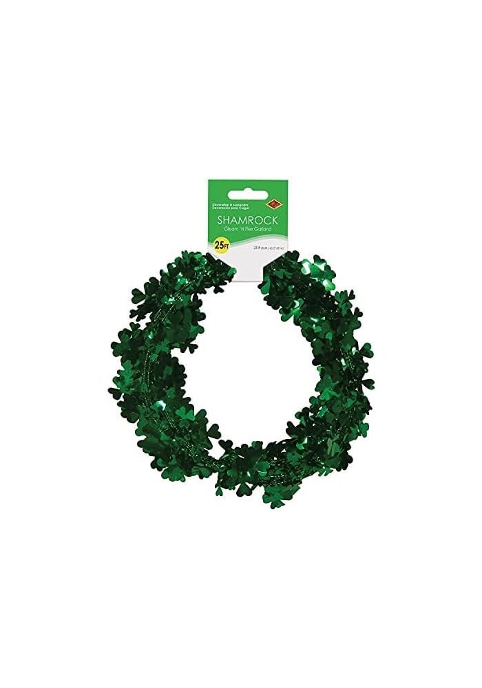 Beistle Gleam 'N Flex Shamrock Garland - 25 ft Green Party Decoration - Image 4