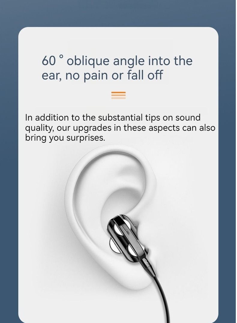 New in-ear wired headphones dual dynamic dual speakers 3.5mm round hole wired headphones (white) - Image 2