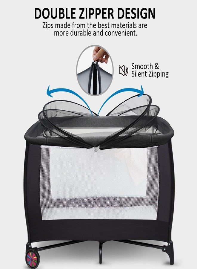 Cheermomo Mosquito Net for Pack n Play, Pack and Play Cover, Travel Crib Net to Keep Cats Out, Crib Tent with 2-Way Zipper for Playpen, Mini Crib (Black) - Image 3