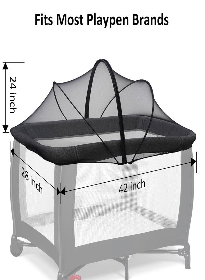 Cheermomo Mosquito Net for Pack n Play, Pack and Play Cover, Travel Crib Net to Keep Cats Out, Crib Tent with 2-Way Zipper for Playpen, Mini Crib (Black) - Image 4