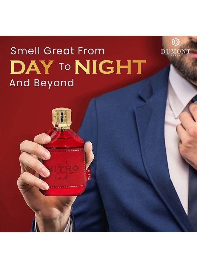 Dumont Men's Fragrance with Long Lasting Perfume Fruit, Woody, Floral Body Spray for Men, Cologne with Masculine Scent Body Spray, NITRO RED Eau De Perfum 3.4 oz - Image 4