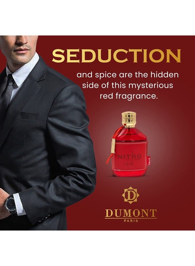 Dumont Men's Fragrance with Long Lasting Perfume Fruit, Woody, Floral Body Spray for Men, Cologne with Masculine Scent Body Spray, NITRO RED Eau De Perfum 3.4 oz - Image 3