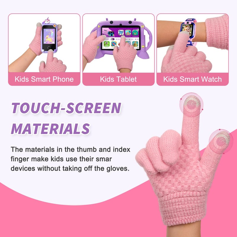 yafeite Kids Gloves Winter Knitted Warm Gloves with Fleece Lining Cold-Weather Gift for Boys Girls 5-10 Years - Image 3