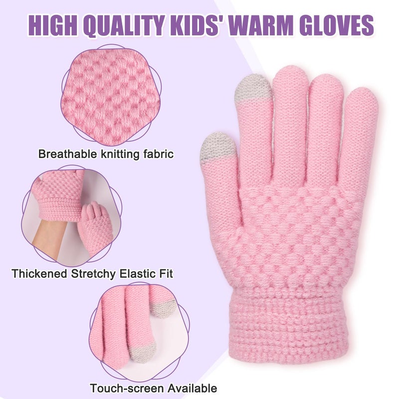 yafeite Kids Gloves Winter Knitted Warm Gloves with Fleece Lining Cold-Weather Gift for Boys Girls 5-10 Years - Image 2
