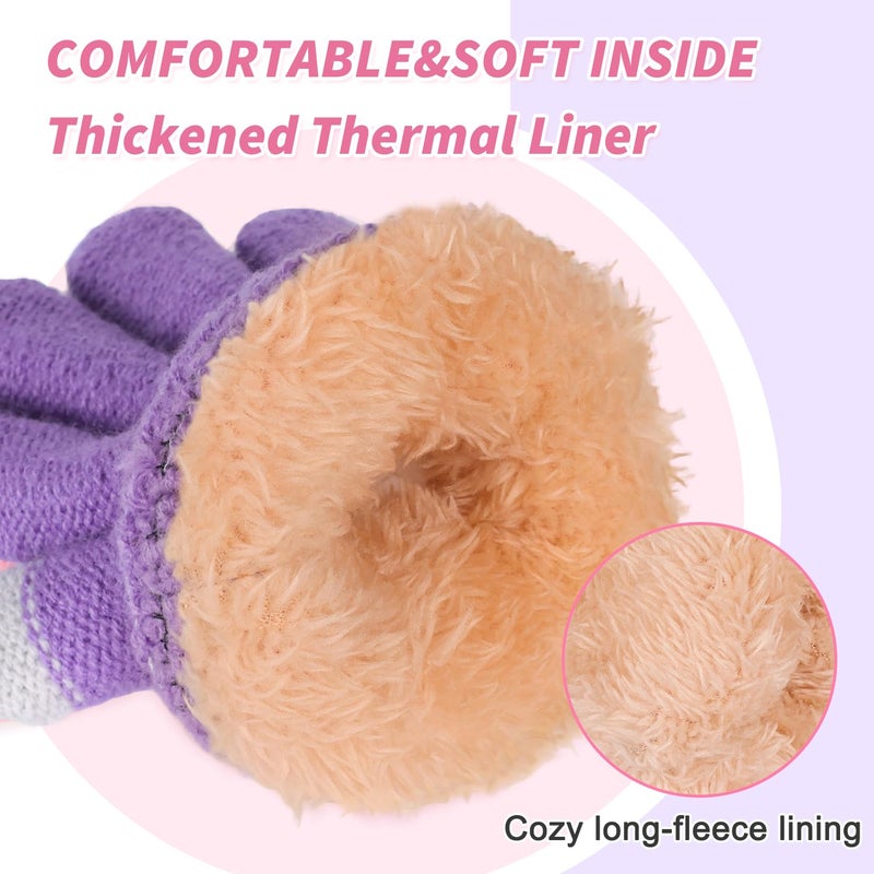 yafeite Kids Gloves Winter Knitted Warm Gloves with Fleece Lining Cold-Weather Gift for Boys Girls 5-10 Years - Image 5