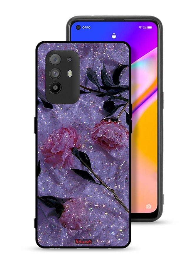 Tolwak Oppo A95 5G Protective Case Cover Glitter Roses - Image 1