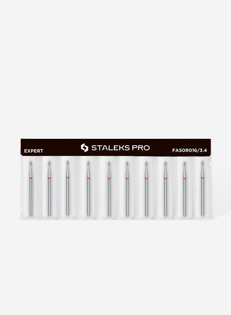 STALEKS PRO Diamond nail drill bit rounded bud red EXPERT head diameter 1,6 mm / working part 3,4 mm - Image 3