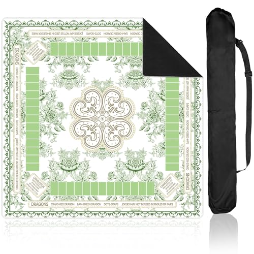 Bornerwhite Chinoiserie Mahjong Mat with Black Carrying Bag 315 x 315 Inches Multi Purpose Game Table Cover Anti Slip and Noise Reduction for Mahjong Poker Board Card Dominoes GamesGreen - Image 1
