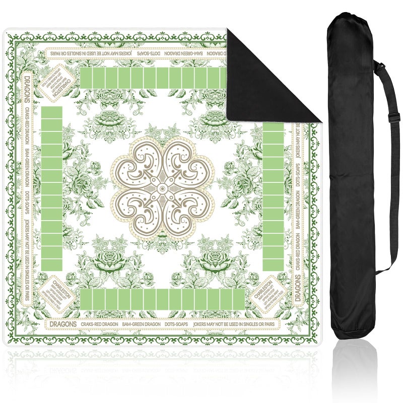 Bornerwhite Chinoiserie Mahjong Mat with Black Carrying Bag 315 x 315 Inches Multi Purpose Game Table Cover Anti Slip and Noise Reduction for Mahjong Poker Board Card Dominoes GamesGreen - Image 3
