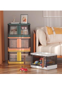 Generic Plastic Storage Box Stackable Storage Bins Foldable Desk Organizer with Llids  with Wheels for Toys Snacks Kitchen Bedroom Bathroom（3-Pack）  - Image 4