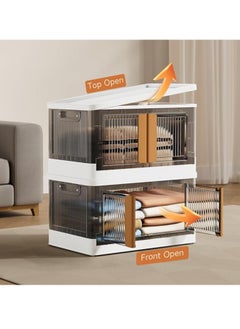 Generic Plastic Storage Box Stackable Storage Bins Foldable Desk Organizer with Llids  with Wheels for Toys Snacks Kitchen Bedroom Bathroom（3-Pack）  - Image 5