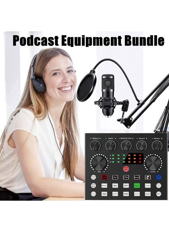 Generic - Podcast Equipment Bundle, BM800 Podcast Microphone Bundle with V8s Voice Changer, Condenser Microphone Recording Studio Package for Podcasting Live Streaming Singing PC Mobile TikTok YouTube - Image 1