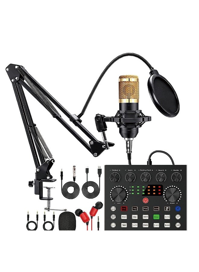 Generic - Podcast Equipment Bundle, BM800 Podcast Microphone Bundle with V8s Voice Changer, Condenser Microphone Recording Studio Package for Podcasting Live Streaming Singing PC Mobile TikTok YouTube - Image 1