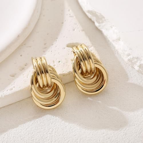 Spiritlele 14K Gold Earrings for Women Trendy Gold Knot Earrings Chunky Knotted Drop Dangle Earring Statement Jewelry - Image 4